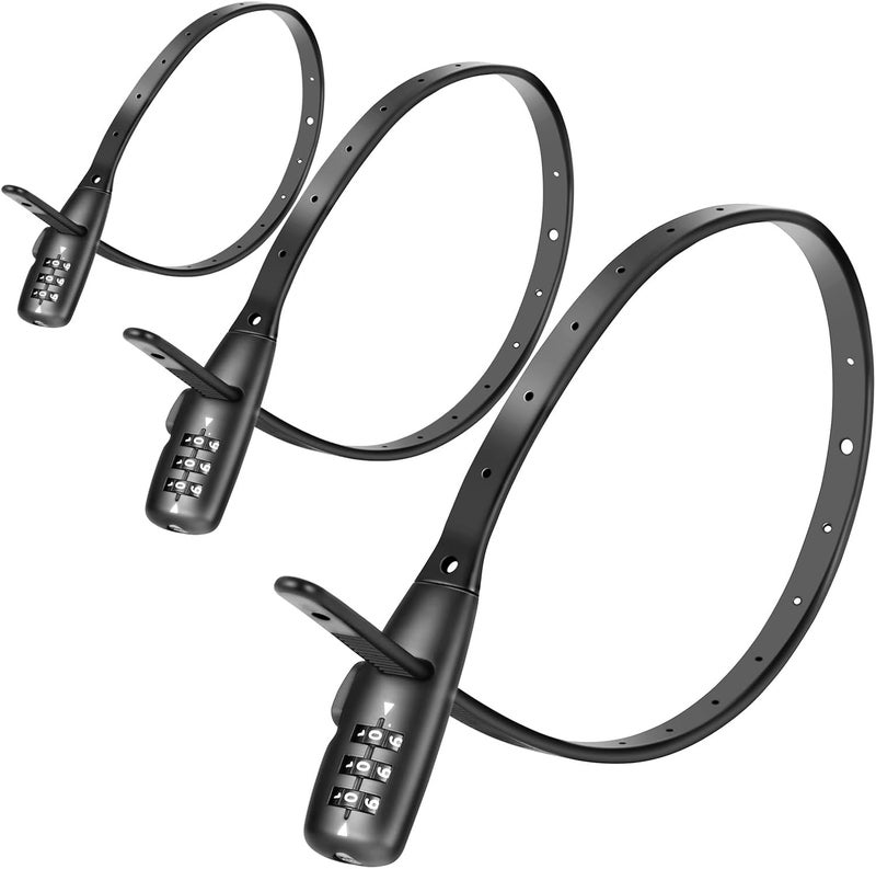 SCMEGA Zip Tie Cable Lock 3-Digit 22in Adjustable Combo Bike Lock for Helmets,Skateboards,Skis,Cabinets,Fridges,Luggages,Café Stop,Child-Proof (3Pack) - Image 1